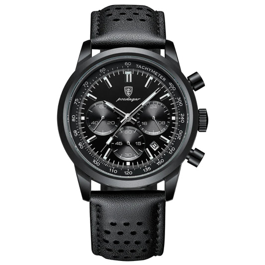 POEDAGAR Man Wristwatch Luxury Sport Genuine Leather